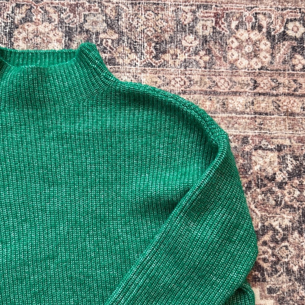 LOFT Green Knitted Mock Neck Sweater - Picture 3 of 8